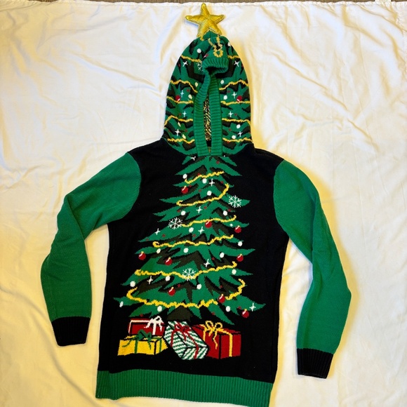 Ugly Christmas Sweater Tree Hoodie – Men’s Medium - Picture 2 of 7